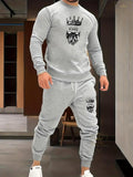 2Pcs Men's Fleece Graphics Sweetshirt Tracksuit